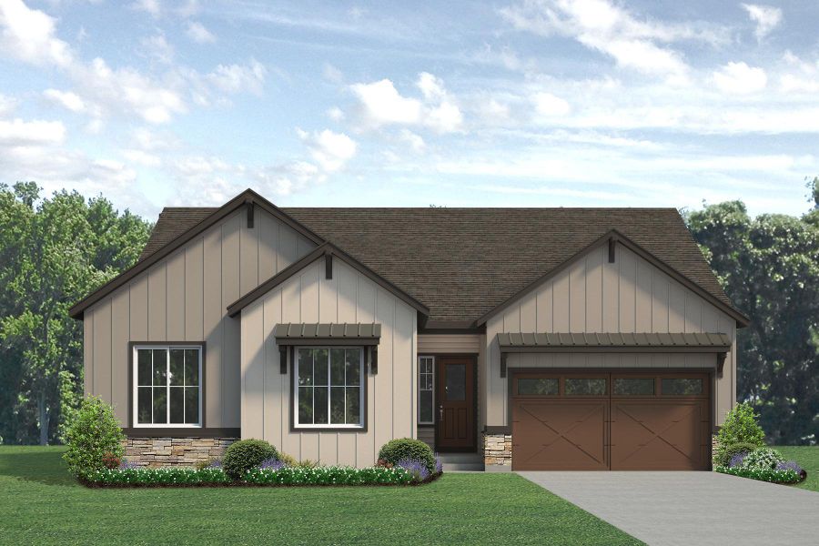 Representative exterior photo of a completed home built from the Jefferson by Risewell Homes in Highlands Preserve, Mead, CO (Image 23).