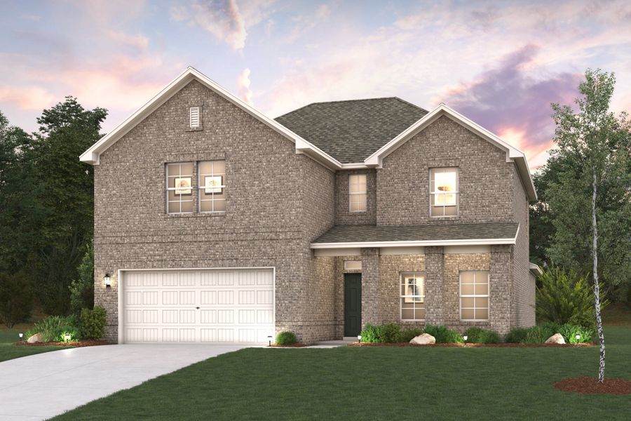 A large house with a garage.