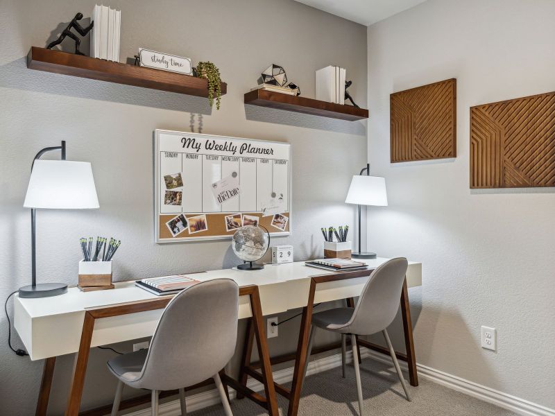 Turn the flex space into a work-from-home office. Turn the flex space into a work-from-home office.