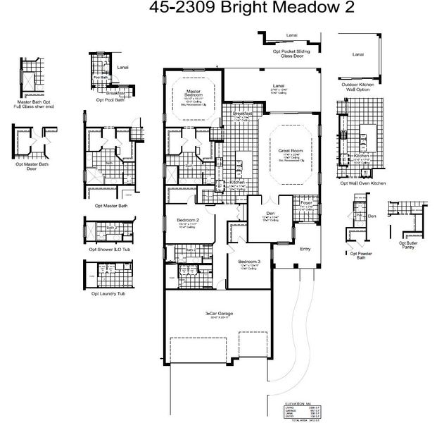 2D floor plan layout for the Bright Meadow 2 by Neal Communities in Vistera of Venice, Venice, FL (Image 5).