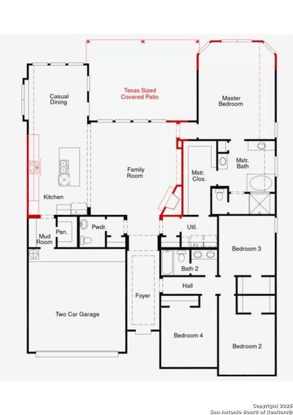 2D floor plan layout of this home in Homestead, Schertz, TX (Image 5).
