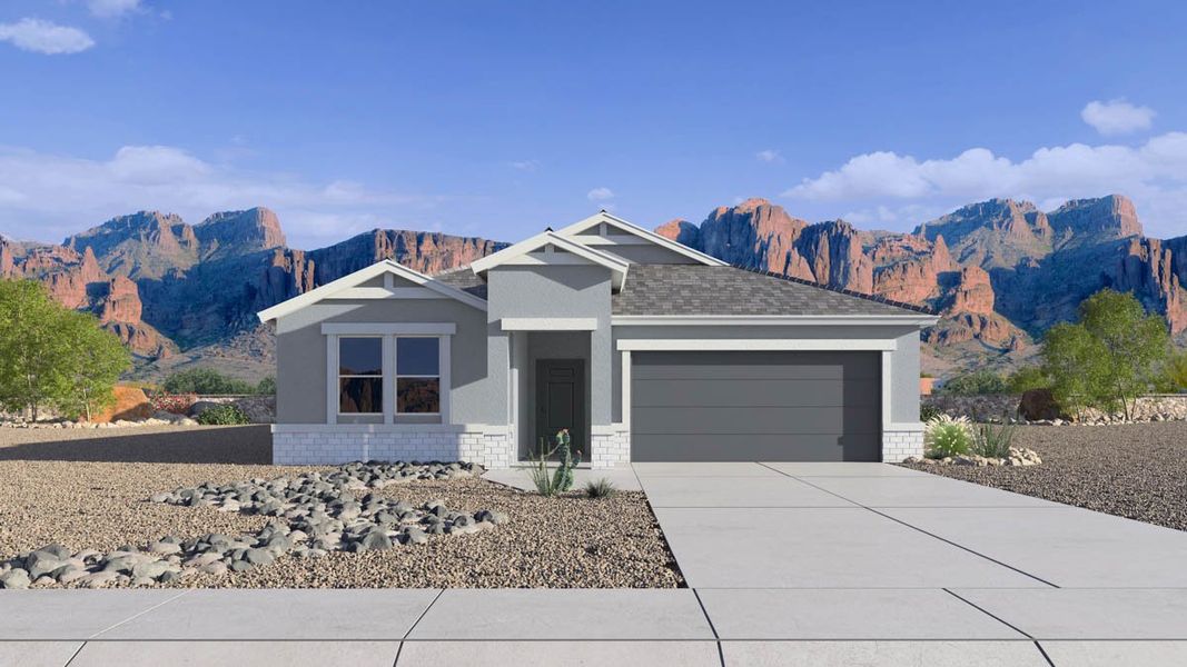 Representative exterior photo of a completed home built from the Saguaro by D.R. Horton in Carlton Commons, Casa Grande, AZ (Image 14).