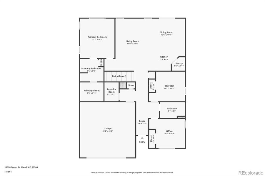 2D floor plan layout of this home in Lakeside Canyon, Mead, CO (Image 3).