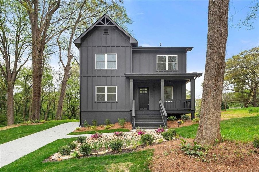 Front exterior of a new home in , Atlanta, GA, highlighting curb appeal (Image 1). Front exterior of a new home in , Atlanta, GA, highlighting curb appeal (Image 1).