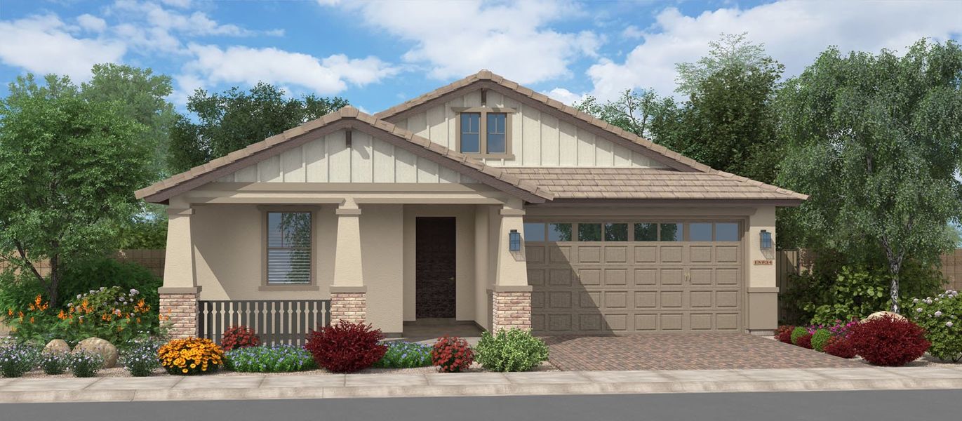 Representative exterior photo of a completed home built from the Del Dotto by Fulton Homes in Silverado at Enclave, Litchfield Park, AZ (Image 2).