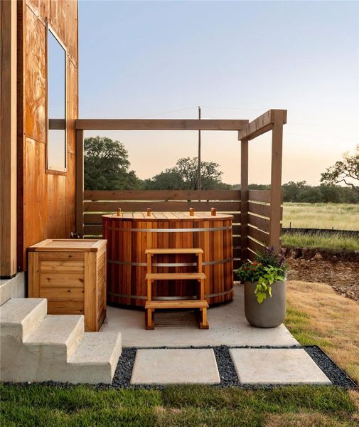 Exterior details and patio area of a home in , Hye (Image 15).