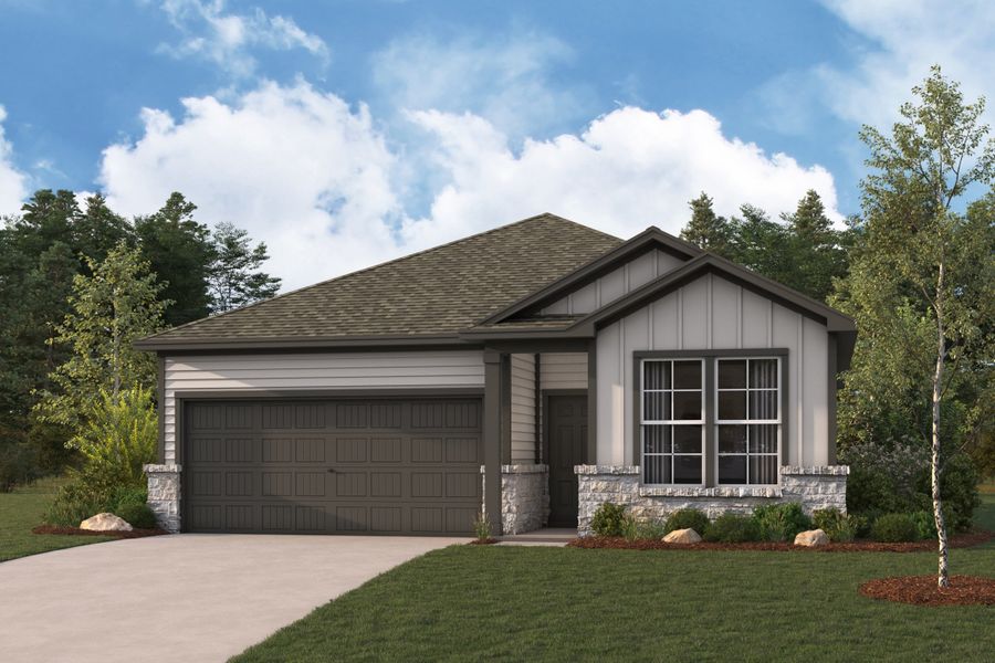 Representative exterior photo of a completed home built from the Wren by Century Communities in Mirabella, Brookshire, TX (Image 1). Representative exterior photo of a completed home built from the Wren by Century Communities in Mirabella, Brookshire, TX (Image 1).