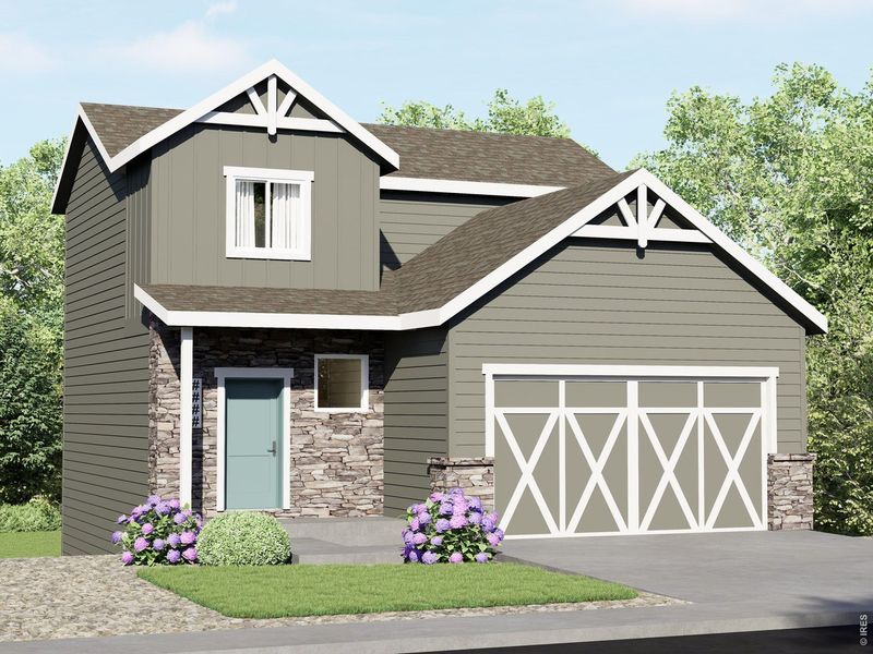 Front exterior of a new home in Wilson Commons, Loveland, CO, highlighting curb appeal (Image 7).