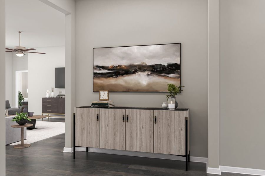 Furnished interior view inside a new home in Capitol Collection at Lariat, Liberty Hill (Image 4). Furnished interior view inside a new home in Capitol Collection at Lariat, Liberty Hill (Image 4).