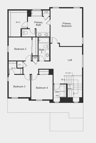 2D floor plan layout for the Plan 2502 by KB Home in The Nest Classic at Canyon Creek, Erie, CO (Image 6).
