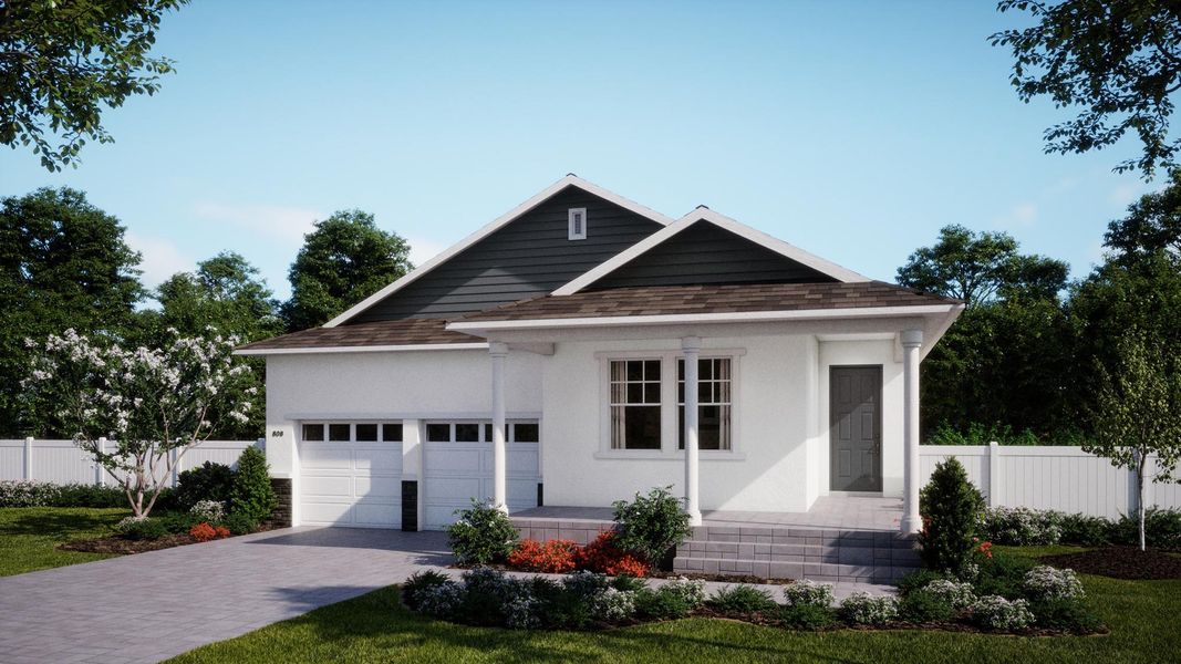Representative exterior photo of a completed home built from the Sabal by Risewell Homes in Cypress Bluff, Groveland, FL (Image 17). Representative exterior photo of a completed home built from the Sabal by Risewell Homes in Cypress Bluff, Groveland, FL (Image 17).
