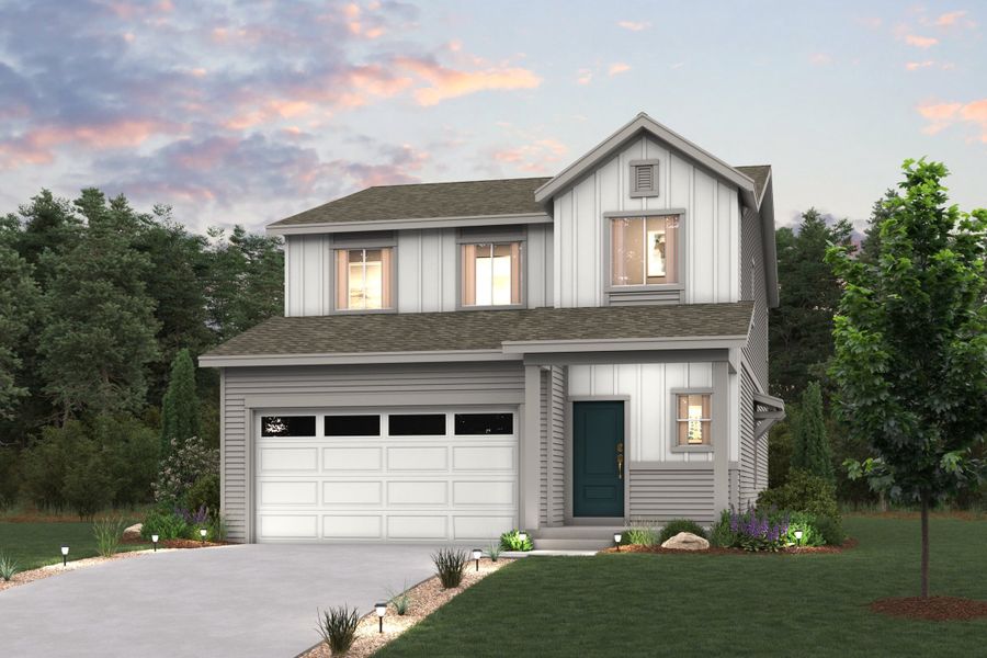Representative exterior photo of a completed home built from the Spruce by Century Communities in Legato, Commerce City, CO (Image 1). Representative exterior photo of a completed home built from the Spruce by Century Communities in Legato, Commerce City, CO (Image 1).