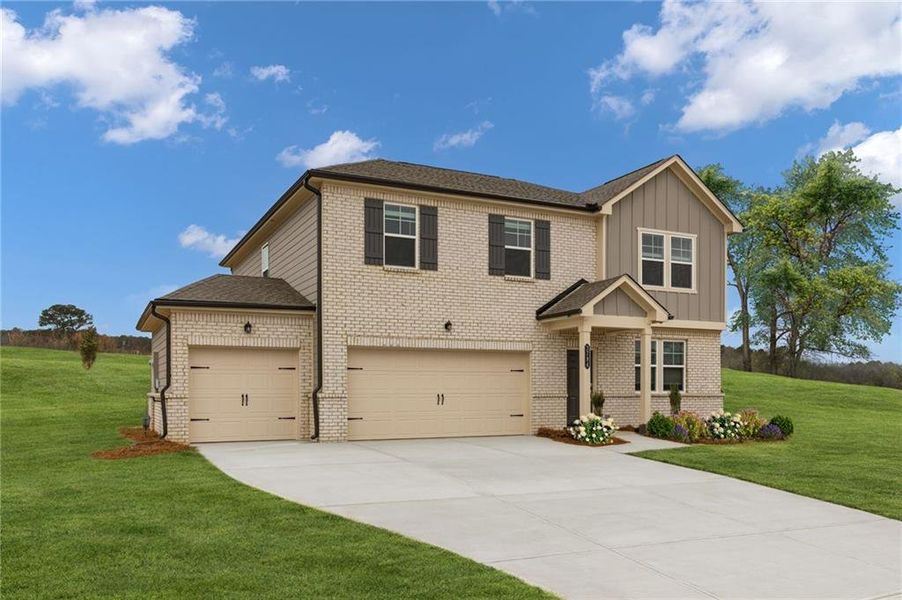 Front exterior of a new home in Apalachee Hills, Bethlehem, GA, highlighting curb appeal (Image 2).