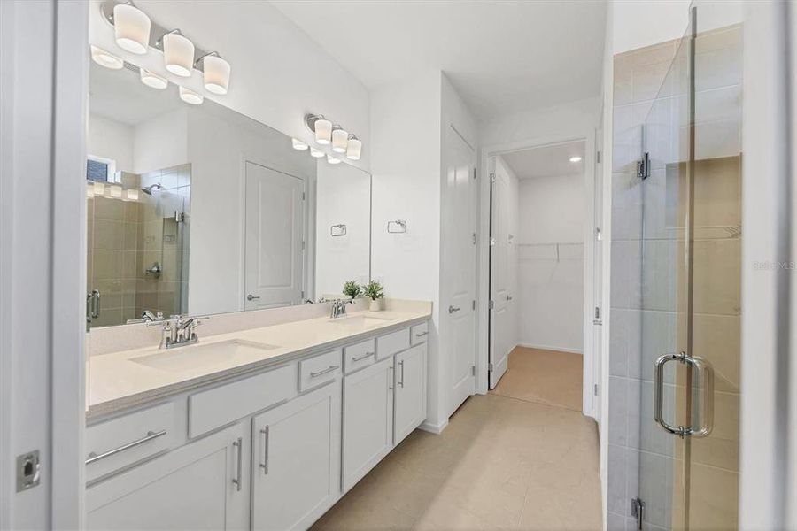 Double quartz topped vanity