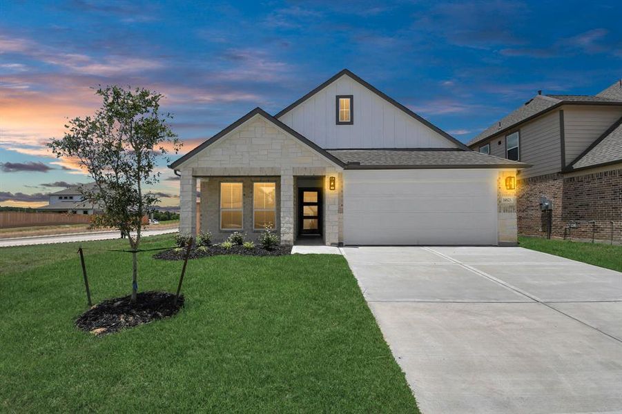 1 story Floor plan. Sample photo shown is of similar floor plan with different front elevation. Call to inquire about this specific front elevation.