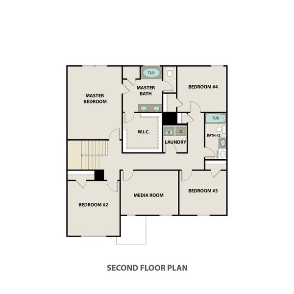 2D floor plan layout of this home in Grand Reserve, Hinesville, GA (Image 3).