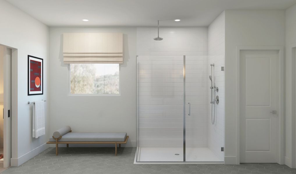 Glass shower enclosure in primary bath Glass shower enclosure in primary bath