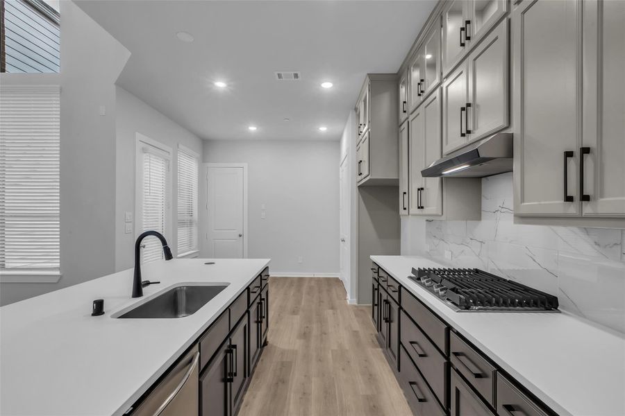 View from the kitchen into the dining room.