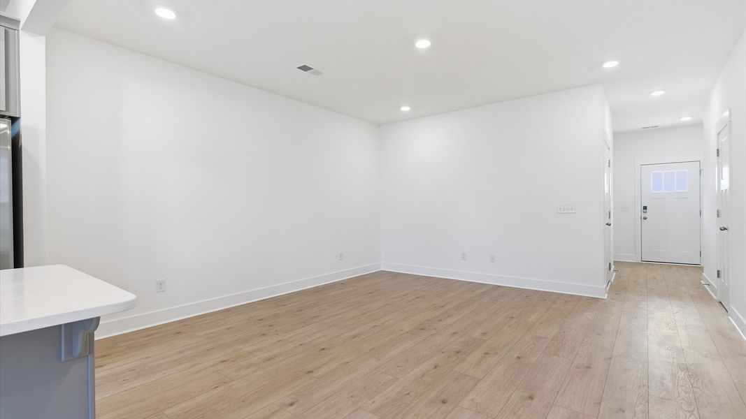 First-rate family room with thoughtful layout and superior connection to kitchen and dining spaces in Anderson, SC