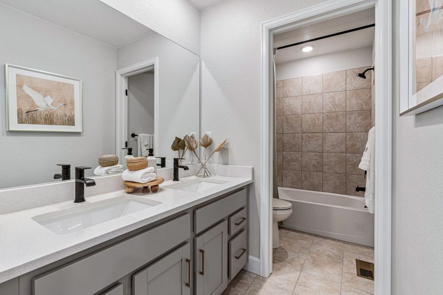 Furnished interior view inside a new home in Trailstone Town Collection, Arvada (Image 19).