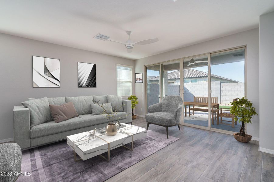 Furnished interior in a model home at Calistoga at Estrella Commons in Goodyear (Image 14). Furnished interior in a model home at Calistoga at Estrella Commons in Goodyear (Image 14).