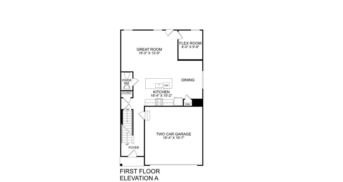 2D floor plan layout for the Marigold by Ryan Homes in Aspen Meadows, Hampton, GA (Image 3).