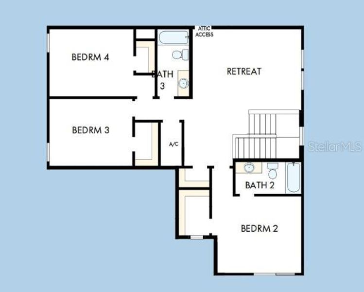 2D floor plan layout of this home in Oakfield at Mount Dora Village Series, Mount Dora, FL (Image 5).