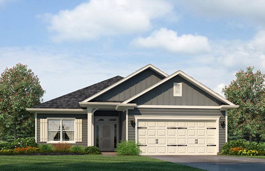 Representative exterior photo of a completed home built from the 1830 by Adams Homes in Harrison Valley, Simpsonville, SC (Image 18). Representative exterior photo of a completed home built from the 1830 by Adams Homes in Harrison Valley, Simpsonville, SC (Image 18).