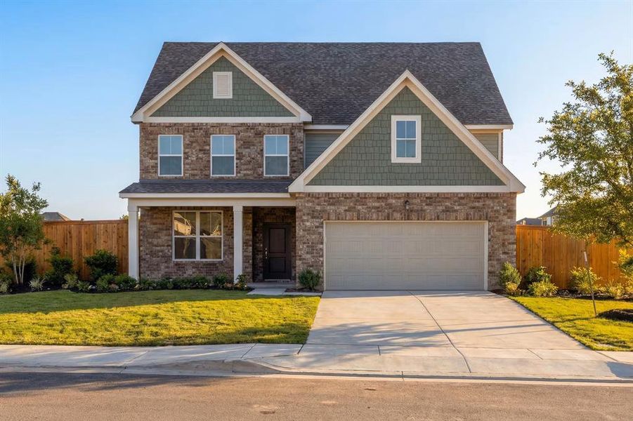 Front exterior of a new home in Mercer Meadows, Royse City, TX, highlighting curb appeal (Image 2). Front exterior of a new home in Mercer Meadows, Royse City, TX, highlighting curb appeal (Image 2).