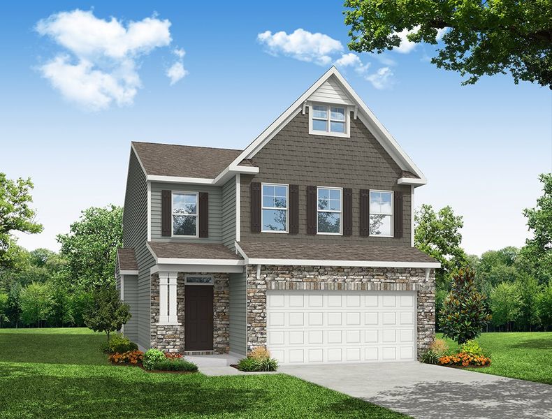 Representative exterior photo of a completed home built from the Edinburg by Eastwood Homes in Caldwell Forest, Charlotte, NC (Image 5).