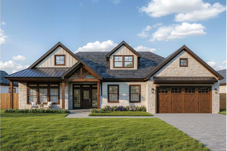 Front exterior of a new home in , Santa Fe, TX, highlighting curb appeal (Image 2).