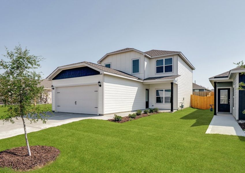 The Primrose has a gorgeous white siding exterior.