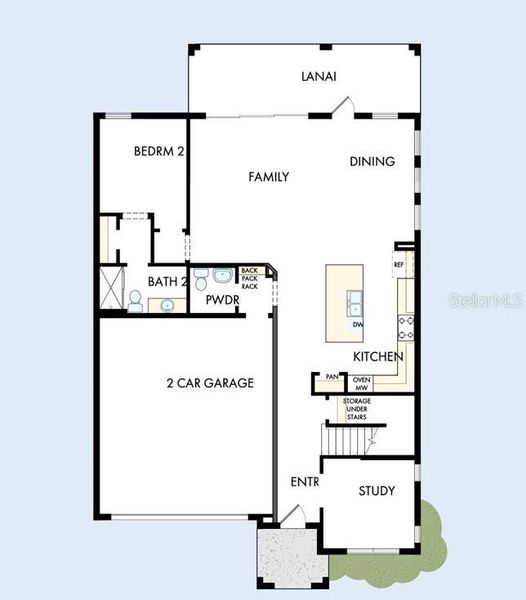 2D floor plan layout of this home in Lakeview Crossing – Tradition Series, Sarasota, FL (Image 3).
