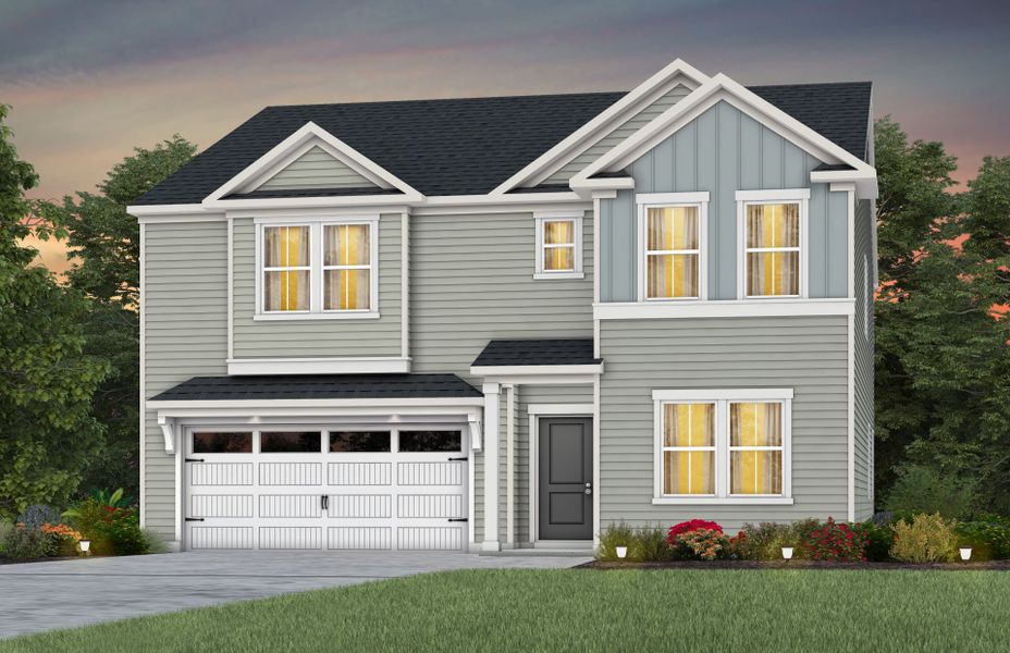Front exterior of a new home in Bryton, Huntersville, NC, highlighting curb appeal (Image 11).