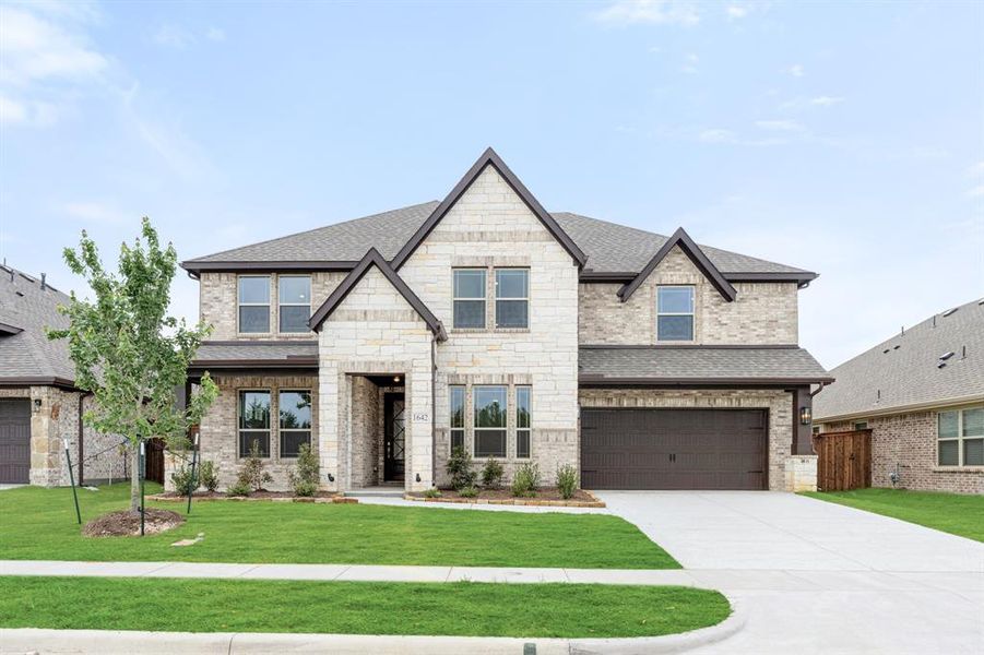 Front exterior of a new home in Addison Hills, Cedar Hill, TX, highlighting curb appeal (Image 2).