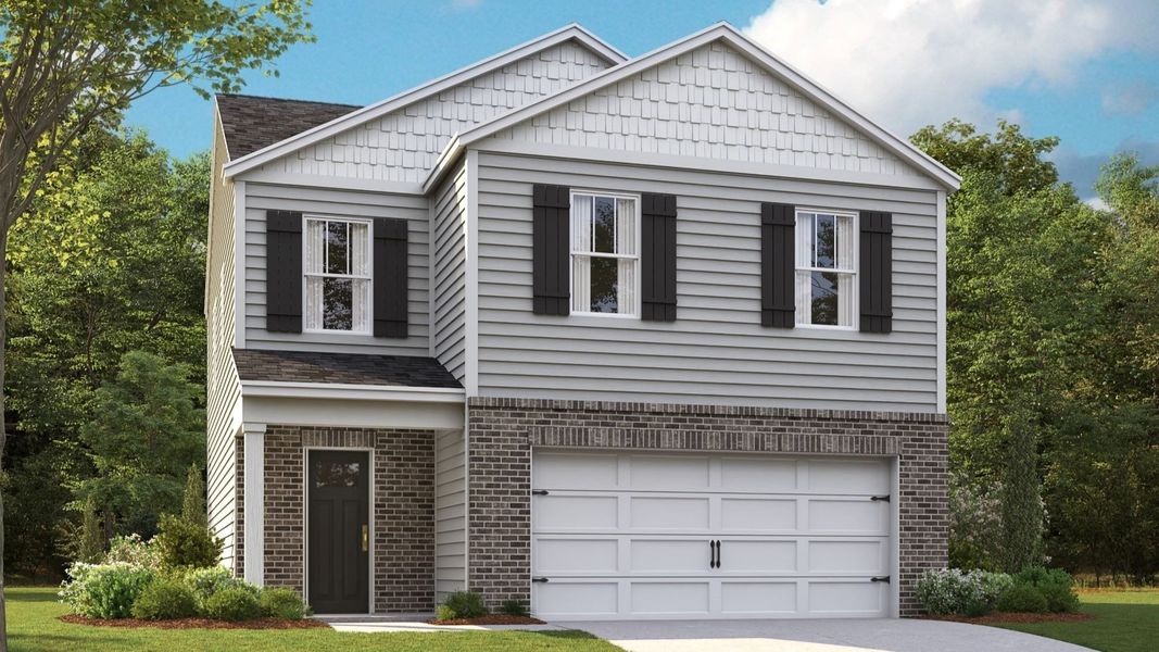 Representative exterior photo of a completed home built from the EDMON by D.R. Horton in Paddington Place, Baxter, TN (Image 2).