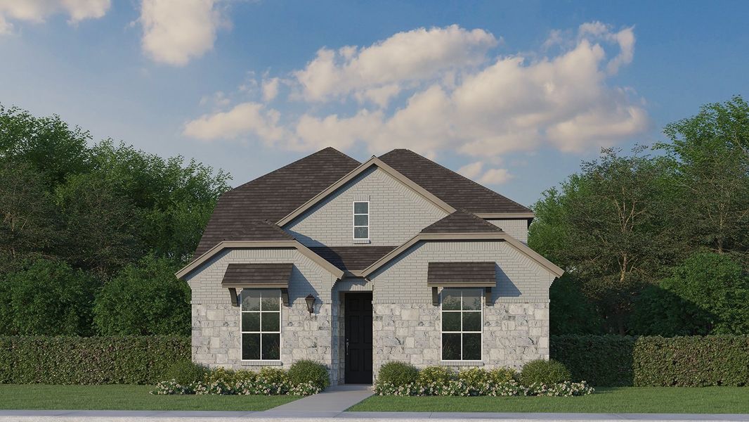 Plan 1454 Elevation D w/ Stone Plan 1454 Elevation D w/ Stone