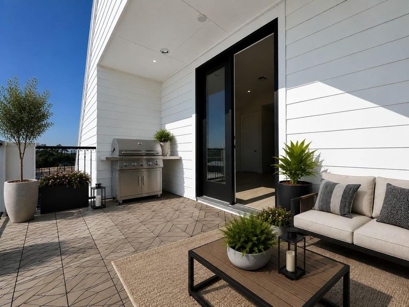 Private rooftop terrace off the third-floor game room! Virtual staging added. Private rooftop terrace off the third-floor game room! Virtual staging added.