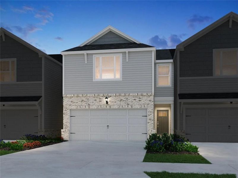 Front exterior of a new home in Artisan Walk, Fairburn, GA, highlighting curb appeal (Image 1). Front exterior of a new home in Artisan Walk, Fairburn, GA, highlighting curb appeal (Image 1).
