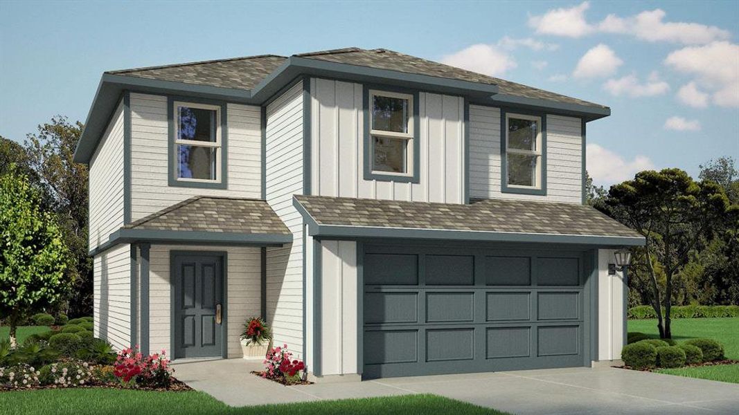 Front Elevation-D.R. Horton's Davis floorplan Elevation-W -All Home and community information, including pricing, included features, terms, availability and amenities, are subject to change at any time without notice or obligation. All Drawings, pictures, photographs, video, square footages, floor plans, elevations, features, colors and sizes are approximate for illustration purposes only and will vary from the homes as built.