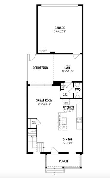 2D floor plan layout for the Aleutian by Mattamy Homes in Celebration - Island Village, Celebration, FL (Image 4). 2D floor plan layout for the Aleutian by Mattamy Homes in Celebration - Island Village, Celebration, FL (Image 4).