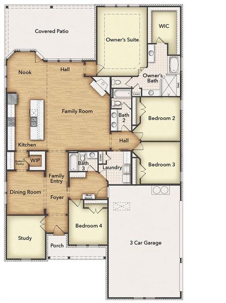 2D floor plan layout of this home in Nash Estates, Tom Bean, TX (Image 3).