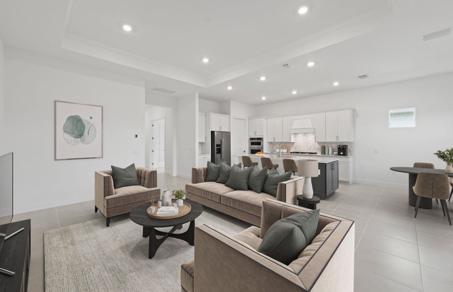 Furnished interior view inside a new home in TerraWalk at Babcock Ranch, Alva (Image 7). Furnished interior view inside a new home in TerraWalk at Babcock Ranch, Alva (Image 7).