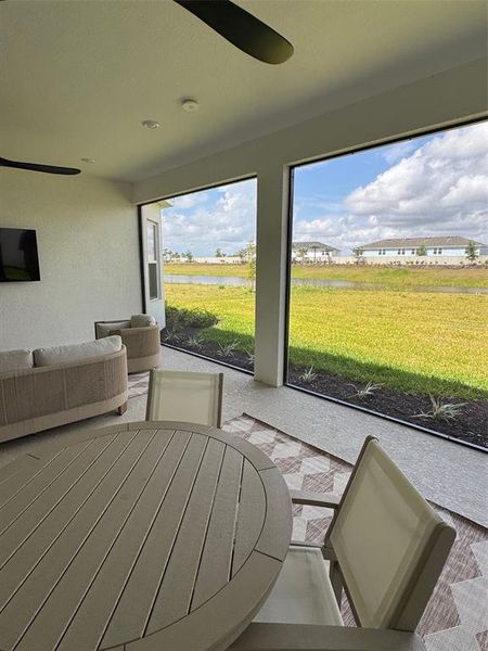 Exterior details and patio area of a home in Esplanade at Azario Lakewood Ranch, Bradenton (Image 3).