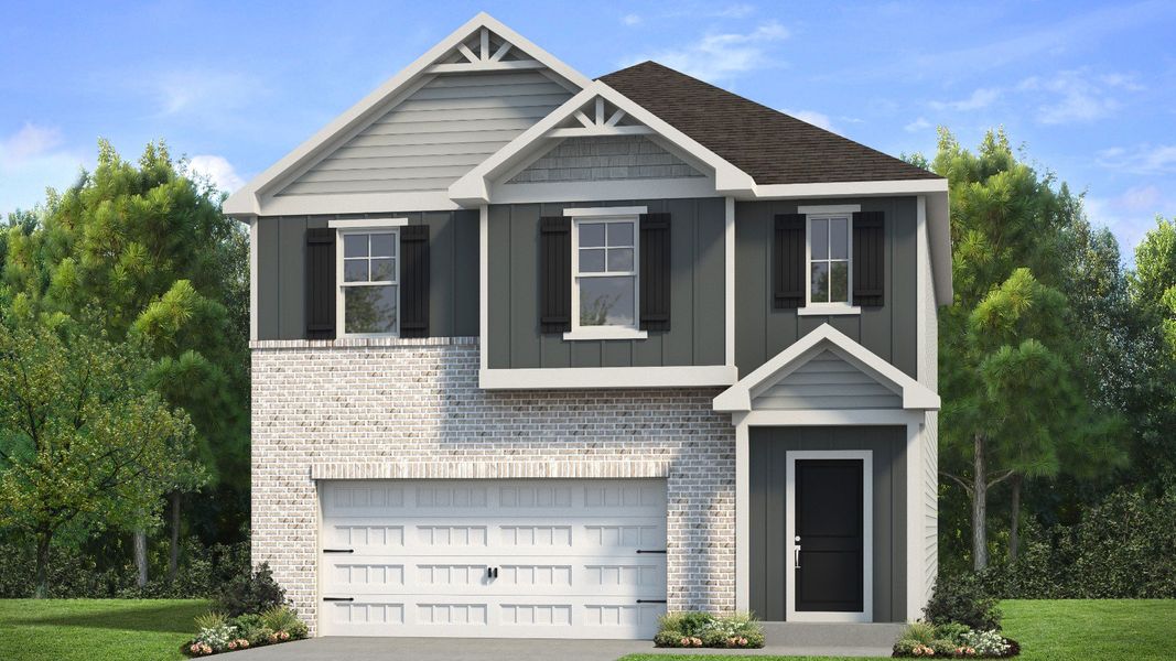Representative exterior photo of a completed home built from the Layla II by DRB Homes in Towne Center, Hampton, GA (Image 22).