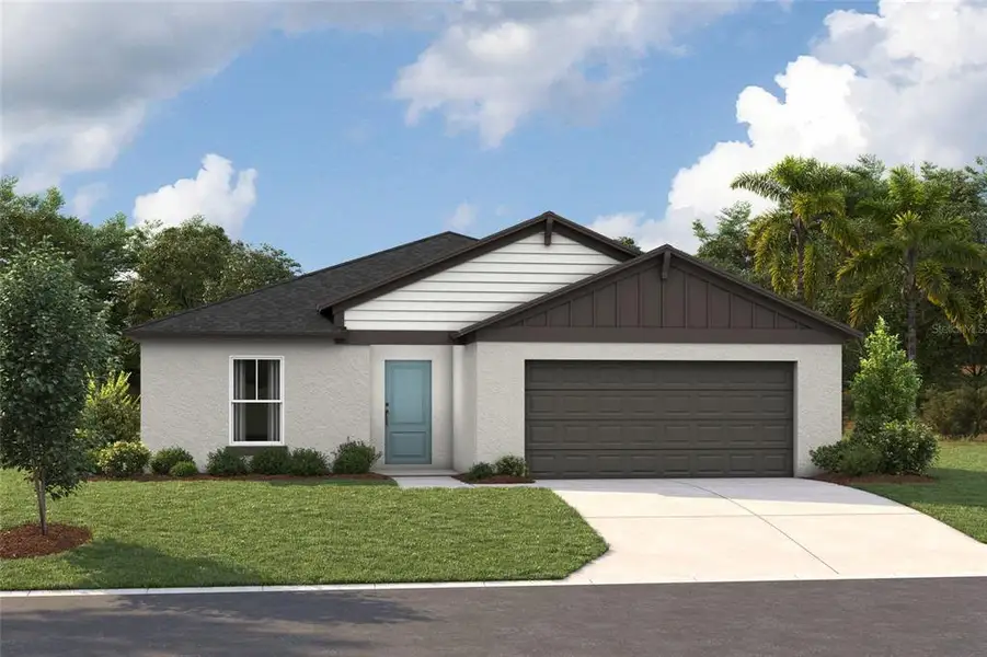 Front exterior of a new home in Wynnstone, Davenport, FL, highlighting curb appeal (Image 1). Front exterior of a new home in Wynnstone, Davenport, FL, highlighting curb appeal (Image 1).