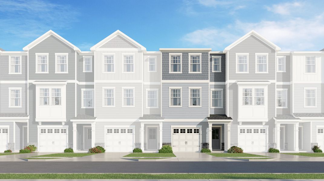 Front exterior of a new home in Overlook at Stoney Creek, Garner, NC, highlighting curb appeal (Image 1). Front exterior of a new home in Overlook at Stoney Creek, Garner, NC, highlighting curb appeal (Image 1).