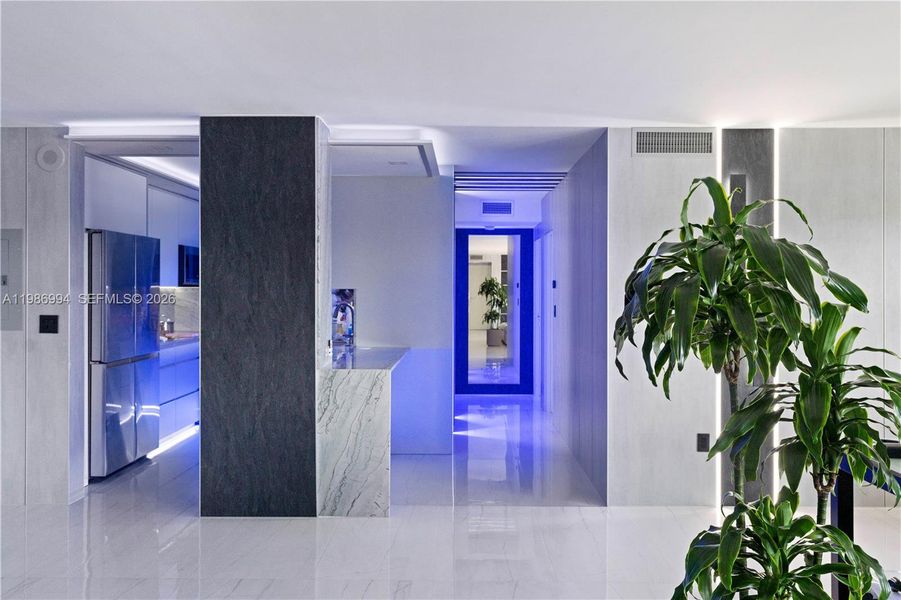 Furnished interior view inside a new home in , Sunny Isles Beach (Image 9). Furnished interior view inside a new home in , Sunny Isles Beach (Image 9).