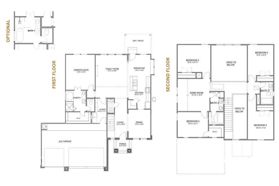 2D floor plan layout for the Lennox 2575 S 3CG by Saratoga Homes in Heritage Oaks, Killeen, TX (Image 3).
