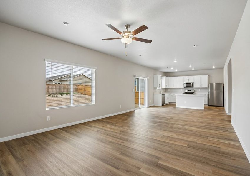 The family room is open to the kitchen.